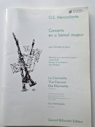 G.S. Mercadante - Concerto En Si Bémol Majeur Pour Clarinette Et Piano - Réduction Janine Rueff - Ed. Billaudot