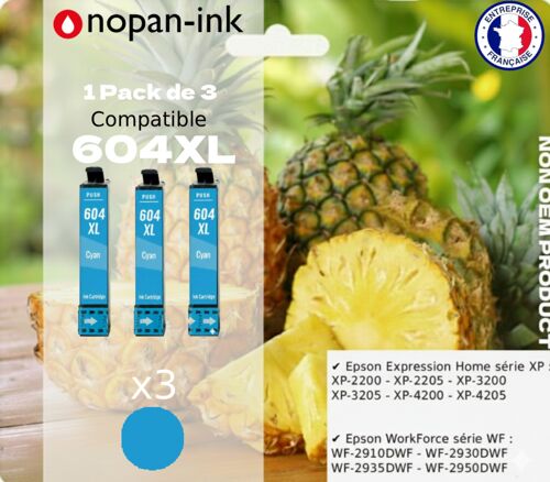 Pack de 3 Cartouches compatible pour Epson 604XL Cyan