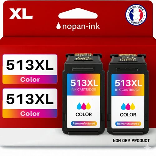 Pack de 2 Cartouches compatible pour Canon CL513 Couleur Nopan-ink