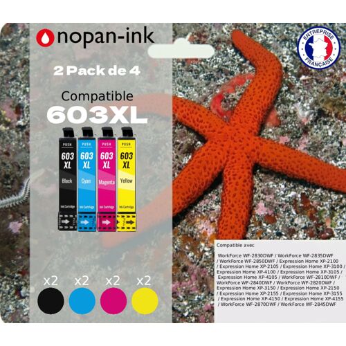Pack de 8 Cartouches compatible pour Epson 603XL Noir et Couleurs nopan-ink