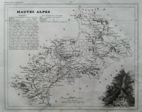 Ancienne Carte Du Departement Des Hautes Alpes - Gap - Briancon - Embrun - 1843