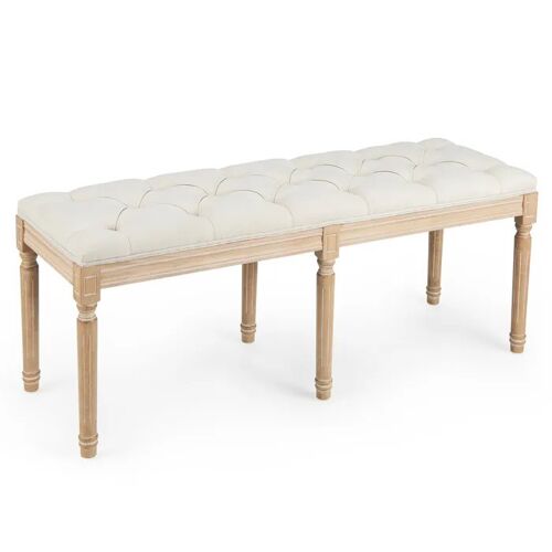 Banc D'entrée Costway De Style Rustique, Siège Rembourré,Pieds En Bois De Caoutchouc Massif 120 X 40 X 49 Cm