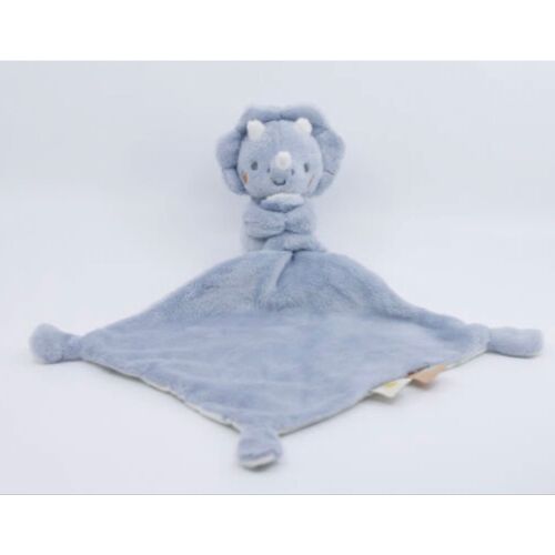 Doudou dinosaure bleu Tex Baby mouchoir palmiers oasis peluche jouet bébé