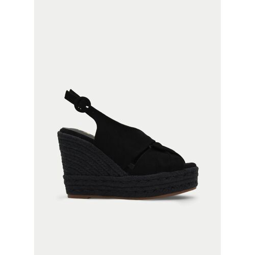 Sandale Compensée Noire En Jute Avec Plateforme