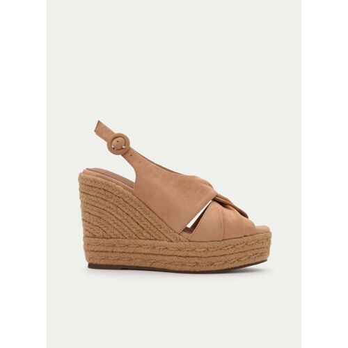 Sandale Compensée En Esparto Camel Avec N?ud