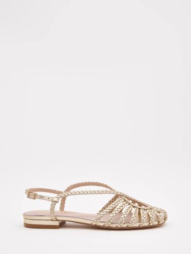 Sandales Plates Dorées À Bride Tressée - 36
