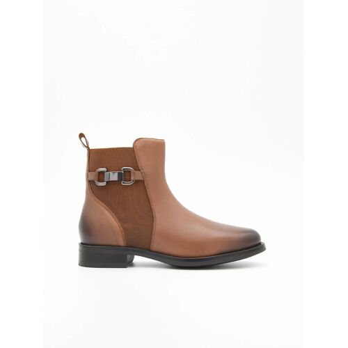 Chaussures Botte En Cuir Marron Aveclastique