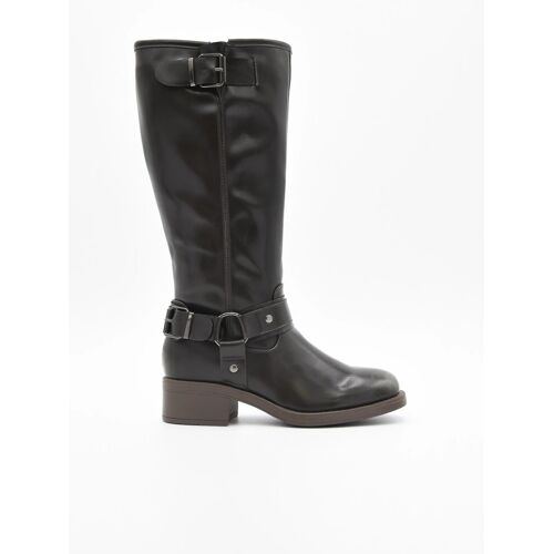 Bottes Hautes Noires Style Motard Nyrex Avec Boucles Métalliques - 40