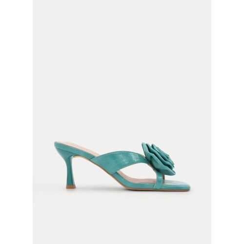 Sandale Turquoise Talon Fin Avec Fleur