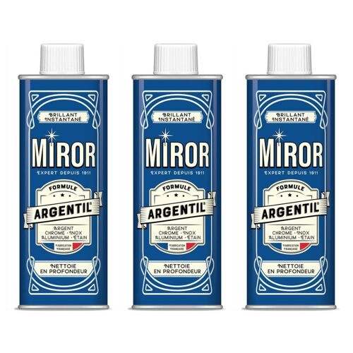 MIROR Lot de 5 Argents ¿ Nettoyant Métaux (250mL) ¿ Formule Argentil ¿ Nettoie Argent Chrome Inox Nickel Etain