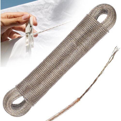 KALANKA-Corde à Linge Exterieur Robuste, 3 mm x 30m Fil a Linge Extérieur, Étendoir à Linges, Corde à Linges étanche avec âme en Acier, pour Jardin, Voyage et Autres Occasions
