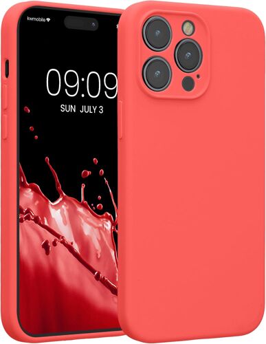 KALANKA-Housse Compatible avec Apple iPhone 14 Pro Max Coque - Housse de téléphone Protection Souple en TPU Silicone - Corail Fluo