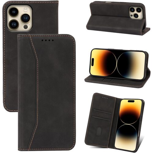 KALANKA-Coque pour iPhone 14 Pro(6.1""),[Housse en Cuir PU Premium] [Magnétique] [Stand Fonction] Flip Coque pour Étui(Noir)