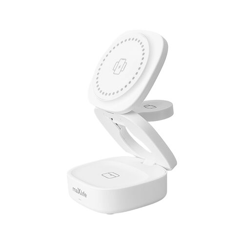 Chargeur sans fil 3-en-1 MagSafe Qi 15W pour Smartphone / AirPods / Apple Watch Maxlife Blanc