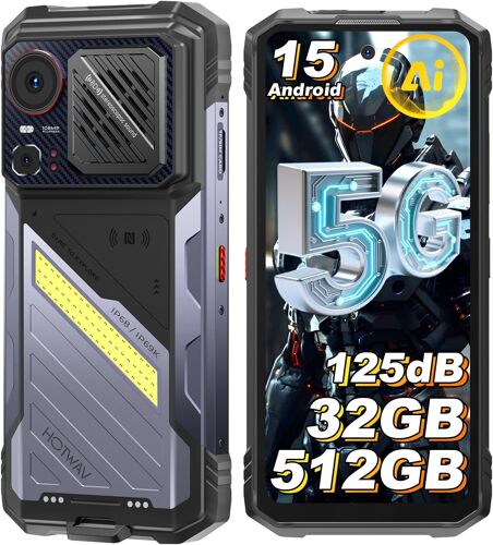 HOTWAV Hyper 8 Pro Smartphone 5G 32Go+512Go 6.78" FHD+ Smartphone Robuste Android 15 12000mAh Double SIM/NFC/IA