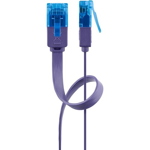 Goobay CAT 6A Câble Patch Plat, U/UTP, violet conducteur en cuivre (CU) 50cm
