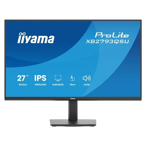 iiyama ProLite XB2793QSU-B1 - Écran LED - 27" - 2560 x 1440 QHD @ 75 Hz - IPS - 350 cd/m² - 1000:1 - 1 ms - HDMI, DisplayPort - haut-parleurs - noir, mat