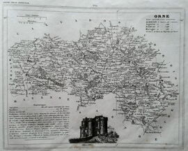Ancienne Carte Du Departement De L'Orne - Alencon - Argentan - Domfront - Mortagne Au Perche - 1843