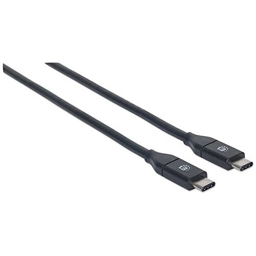 Manhattan USB-C to USB-C Cable, 50cm, Male to Male, Black, 10 Gbps (USB 3.2 Gen2 aka USB 3.1), 3A (fast charging), SuperSpeed+ USB, Lifetime Warranty, Polybag - Câble USB - USB-C (M) pour USB-C (M) - USB 3.1 Gen 2 - 3 A - 50 cm - noir