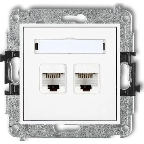 Switch - KARLIK - MGK-2 - Hub Ethernet - 2xRJ45 Cat. 5e - Double prise - Blanc