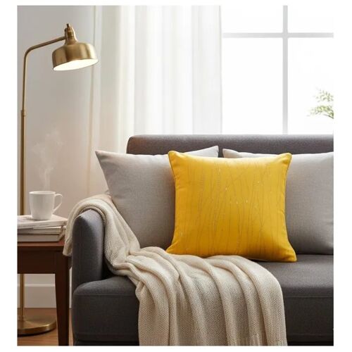Coussin Décoratif - Eden - Filliane - 60 X 60 Cm - Passepoil - Jaune