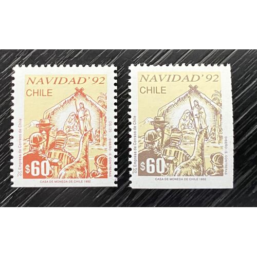Lot De 2 Timbres Neufs** Chili 1992 Christmas / Noël