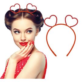 Serre-Tête Coeurs Métal Rouge Adulte