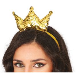 Serre-Tête Couronne Reine Or Sequins Adulte