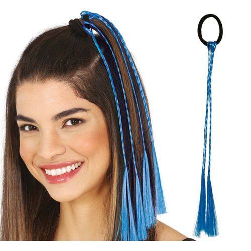 3 Tresses Cheveux Artificiels 35cm Bleu