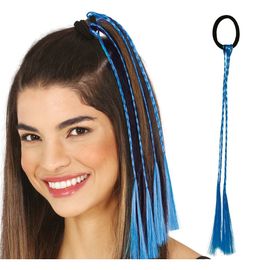 3 Tresses Cheveux Artificiels 35cm Bleu
