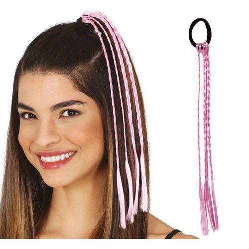 3 Tresses Cheveux Artificiels 35cm Rose