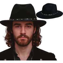 Chapeau Cowboy Feutrine Clous Noir Adulte