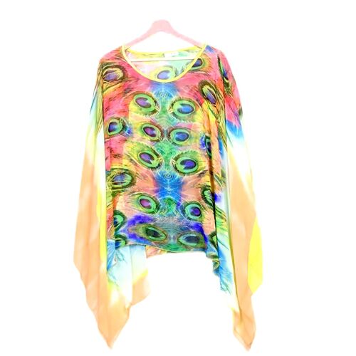 Chemise Vareuse Plumes De Paon Mousseline Aérien Voilage Femme Vaporeuse Vetement Feminin Breakout Chemisier Blouse Xxl Large Elegant Voile