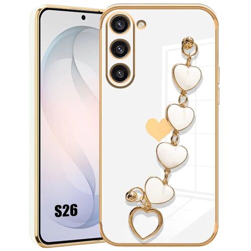 Coque pour Samsung Galaxy S26, Protection Silicone Anti-Rayures avec Bracelet Coeur - Blanc - E.F.Connection
