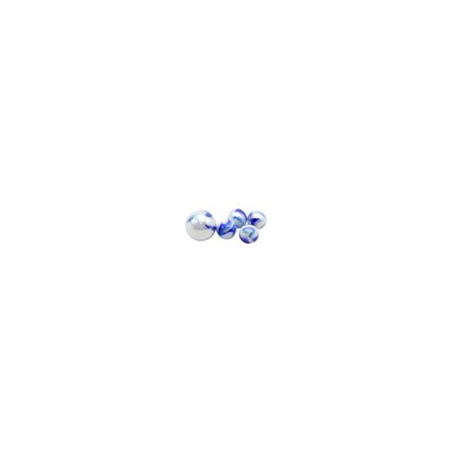Billes en verre WDK PARTNER - 20 billes + 1 calot, blanc à tourbillons bleus, finition brillante