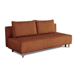 Canapé-lit 3 places GINO - AUCUNE - Velours côtelé terracotta convertible 195×91×89 cm coffre 212 L