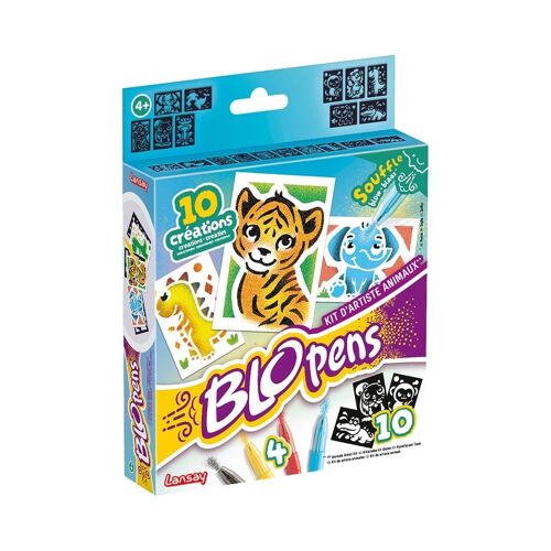 Kit D'art Blopens Mini - Lansay - 10 Pochoirs Réutilisables, 4 Stylos Souffle