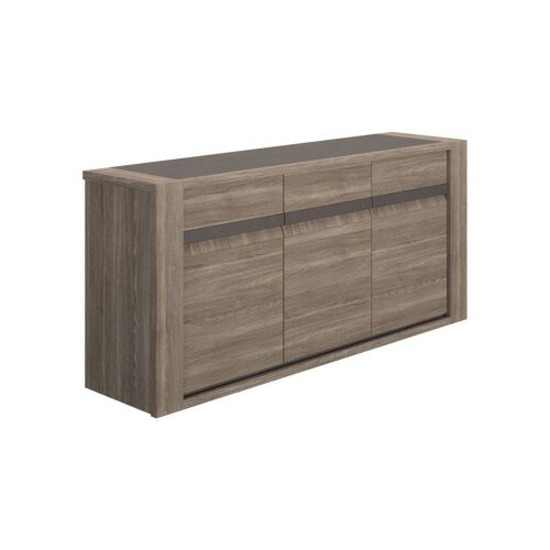 Buffet 3 portes GAMI MARCEAU L190 x P48 x H88 cm Chêne Reed effet chêne