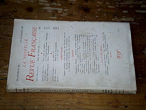 La Nouvelle Revue Française N° 302 (1er Novembre 1938)