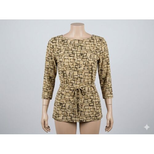 Top Beige Avec Ceinture Imprimé Manches 3-4 Taille 1 Xanaka