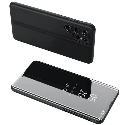 Housse pour Samsung Galaxy S26 Ultra 5G - etui coque portefeuille clear view miroir + verre trempe - NOIR