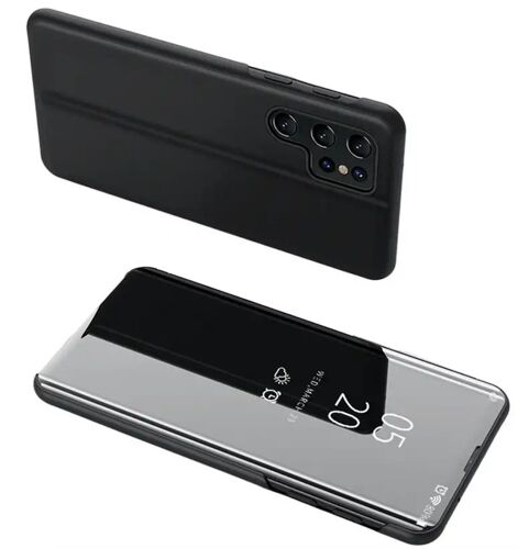 Housse pour Samsung Galaxy S26 Ultra 5G - etui coque portefeuille clear view miroir + verre trempe - NOIR
