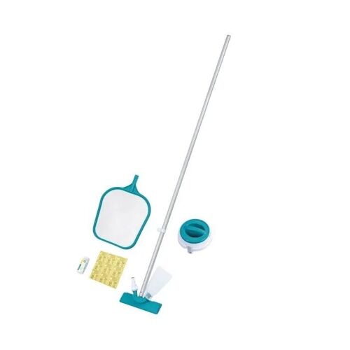 Kit de nettoyage piscine Bestway AquaClear - perche aluminium télescopique et diffuseur ChemGuard avec 50 bandelettes