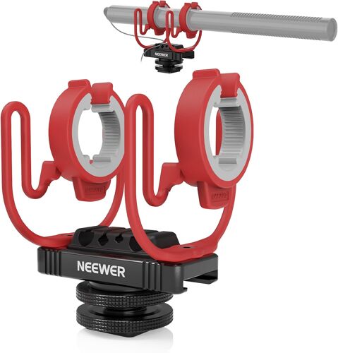 NEEWER Support Antichoc pour Microphone avec Griffe,Filetage 1/4"" pour Cages de Caméra,Perches,Trépieds,Support de Micro Compatible avec VM15,Rode NTG Serie,Sennheiser MKE600,Audio Technica AT875R,MH1