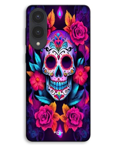 Coque Pour Samsung Galaxy S25 Edge Tete de mort violette colorée Maniacase