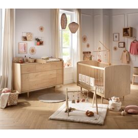 Chambre Bébé Évolutive My Love, Lit 140x70 Évolutif Et Commode À Langer - Chêne Vintage