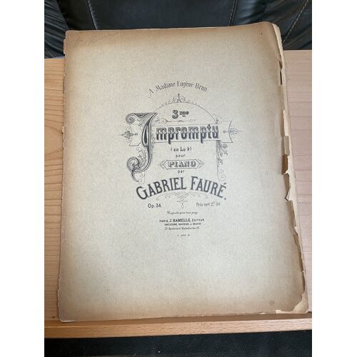 Gabriel Fauré Impromptu N°3 Pour Piano Partition Éditions Hamelle