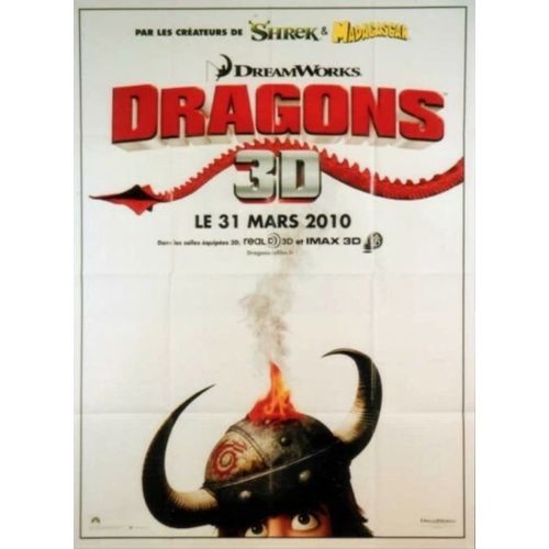 Dragons - Affiche Originale De Cinéma - Format 120x160 Cm - Un Film De Chris Sanders, Dean Deblois Avec Les Voix De Jay Baruchel, Gerard Butler, America Ferrera, Jonah Hill - Année 2010