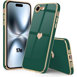 Coque pour iPhone 17e, Silicone Protection Anti-Rayures Antichoc Slim Motif Coeur - Vert Nuit - E.F.Connection