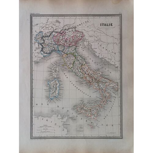 Rare Ancienne Grande Carte Gravée De L'italie Corse Sardaigne Sicile Rome Turin Milan Naples En 1860